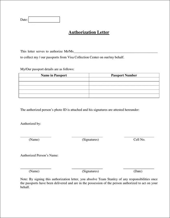 example of letter of authorization to pick up passport example of letter of authorization to pick up passport