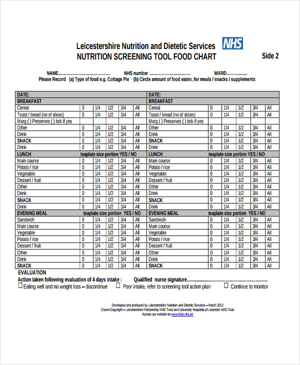 example of nutrition chart template example of nutrition chart template