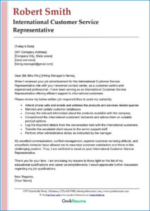 excellent customer service cover letter
