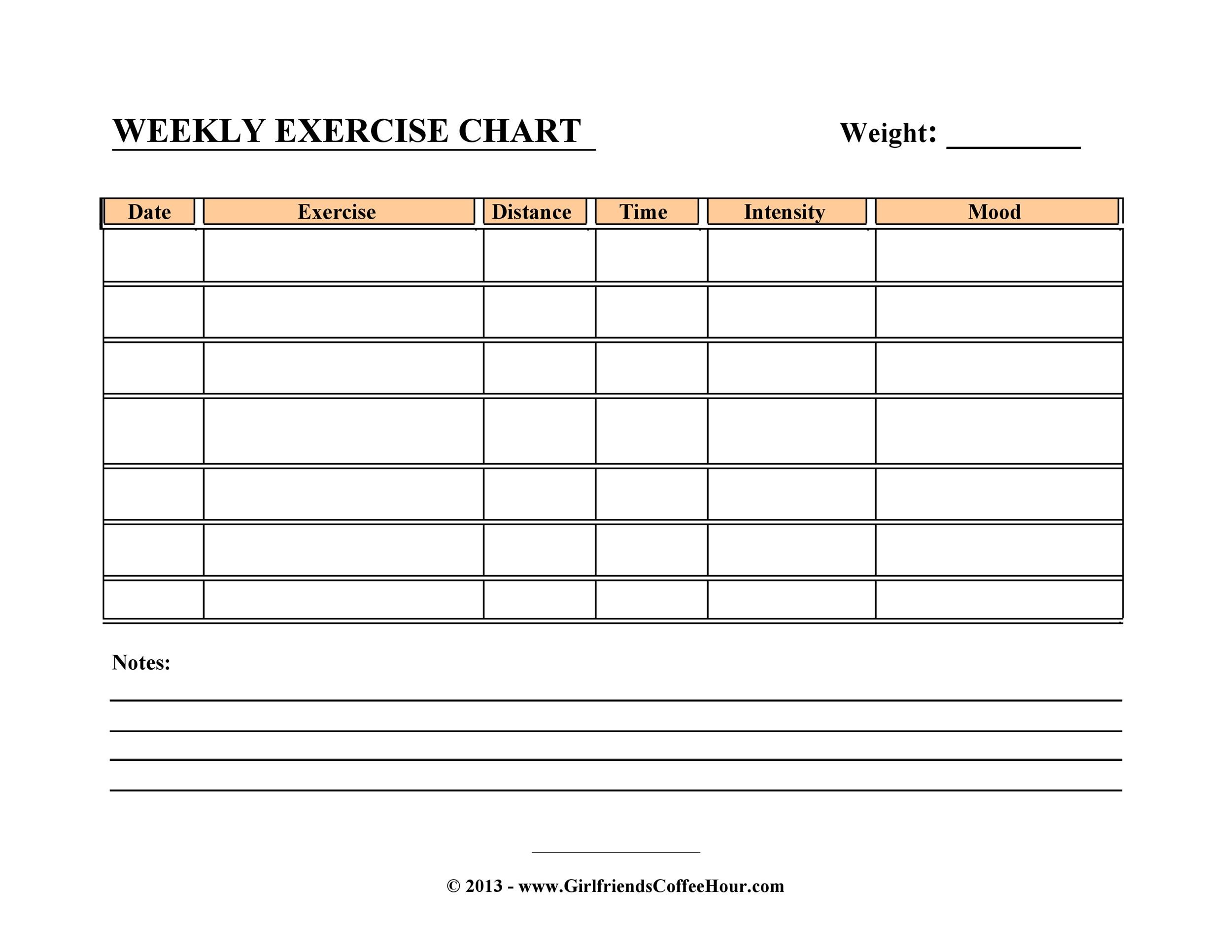 exercise chart template sample exercise chart template sample