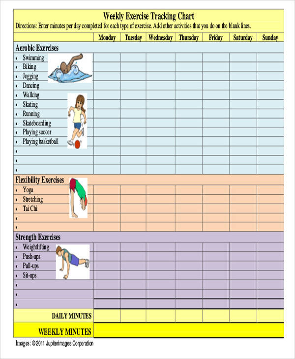 exercise chart template