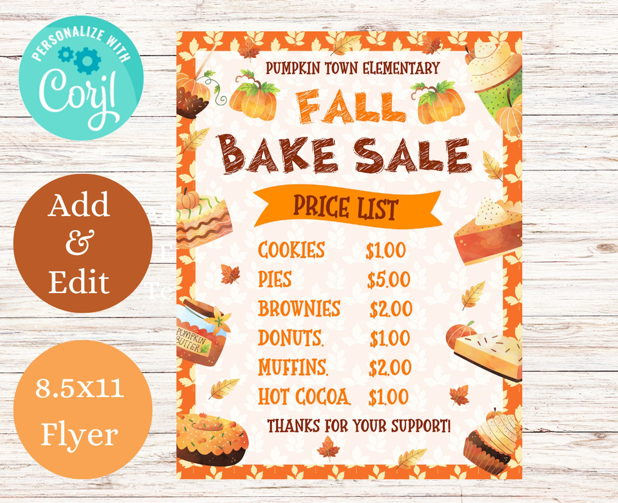 sample Bake Sale Price List Template sample Bake Sale Price List Template