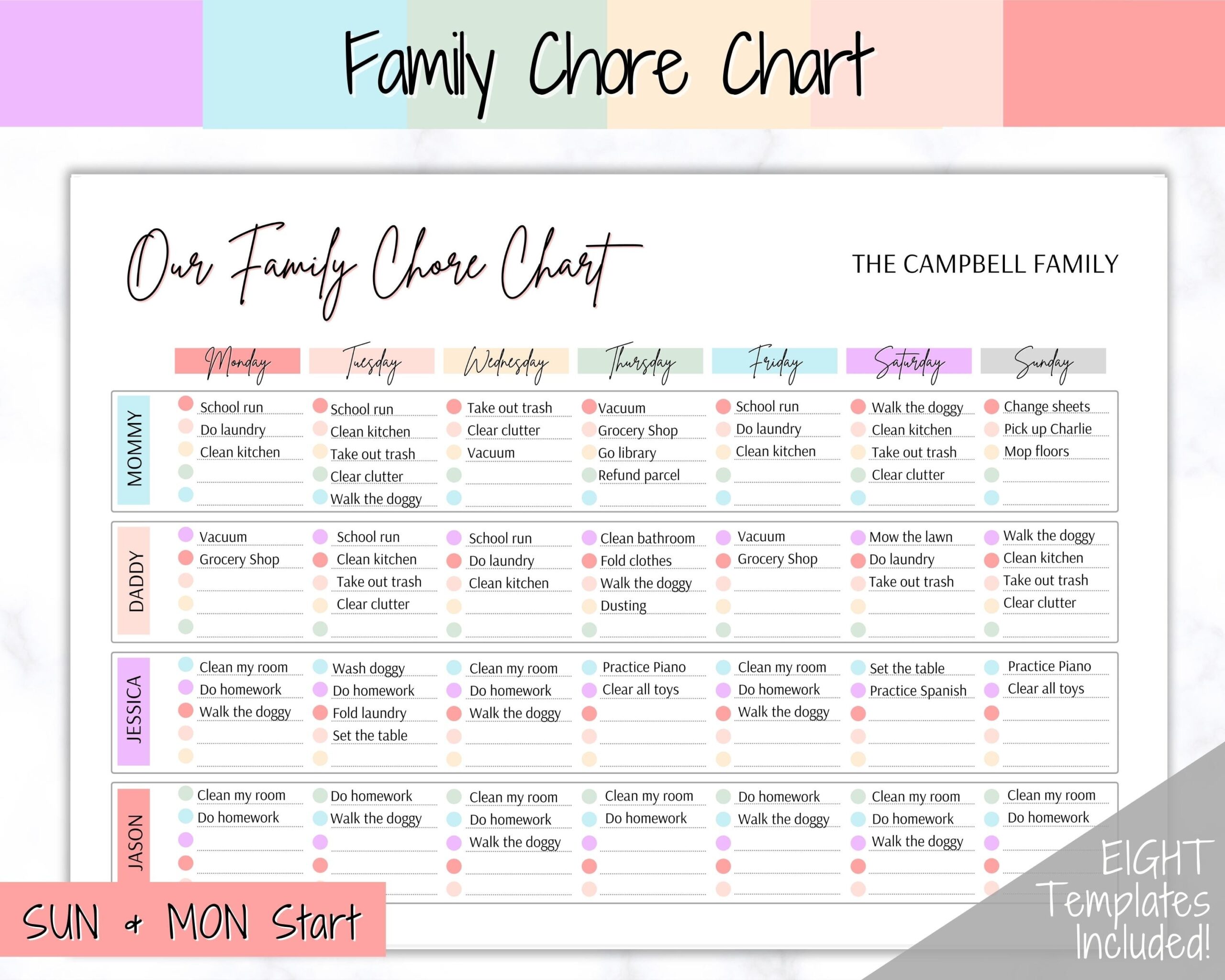 family chores chart template sample family chores chart template sample