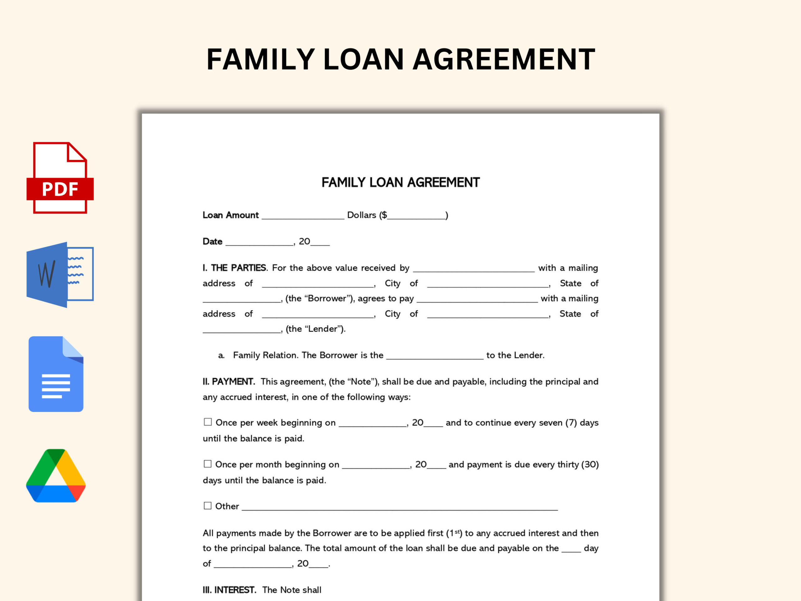 sample family loan agreement template sample family loan agreement template