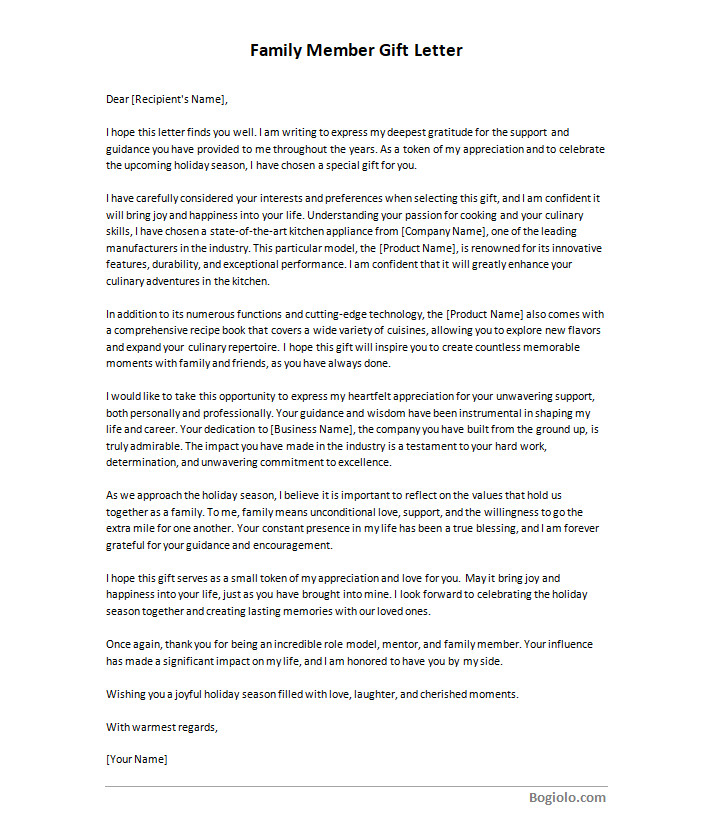 family member gift letter template Downloadable family member gift letter template available in Word for easy editing
