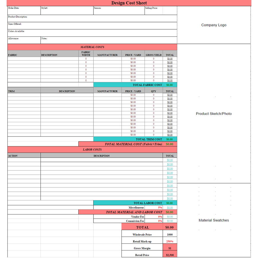 sample clothing line budget template sample clothing line budget template