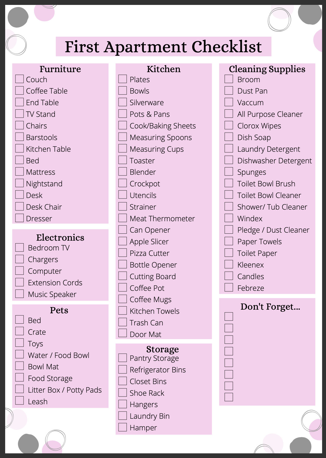 First Apartment Check List Moving Shopping Checklist Apartment Checklist Moving Checklist First Apartment Condo Checklist First Apartment Check List Moving Shopping Checklist Apartment Checklist Moving Checklist First Apartment Condo Checklist