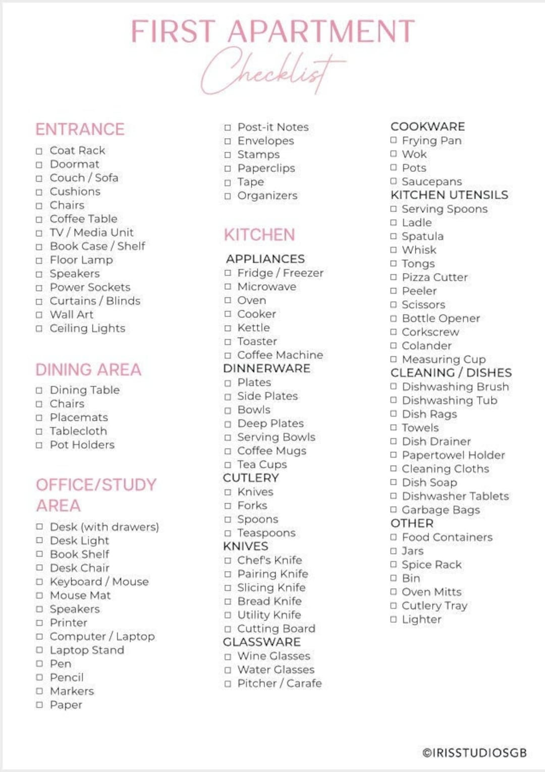First Apartment Checklist New Home Checklist New Home Essentials Checklist Instant Download PDF - Etsy First Apartment Checklist New Home Checklist New Home Essentials Checklist Instant Download PDF - Etsy