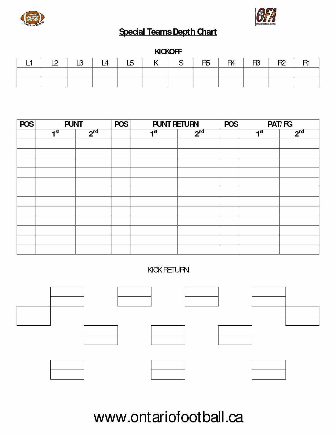 football depth chart template example football depth chart template example