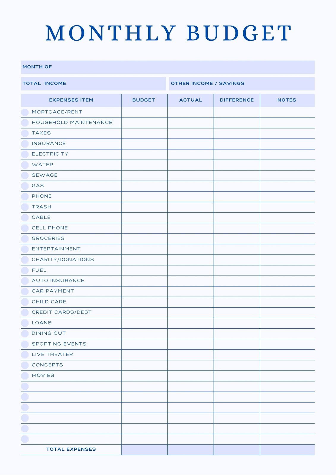 sample simple home budget template sample simple home budget template