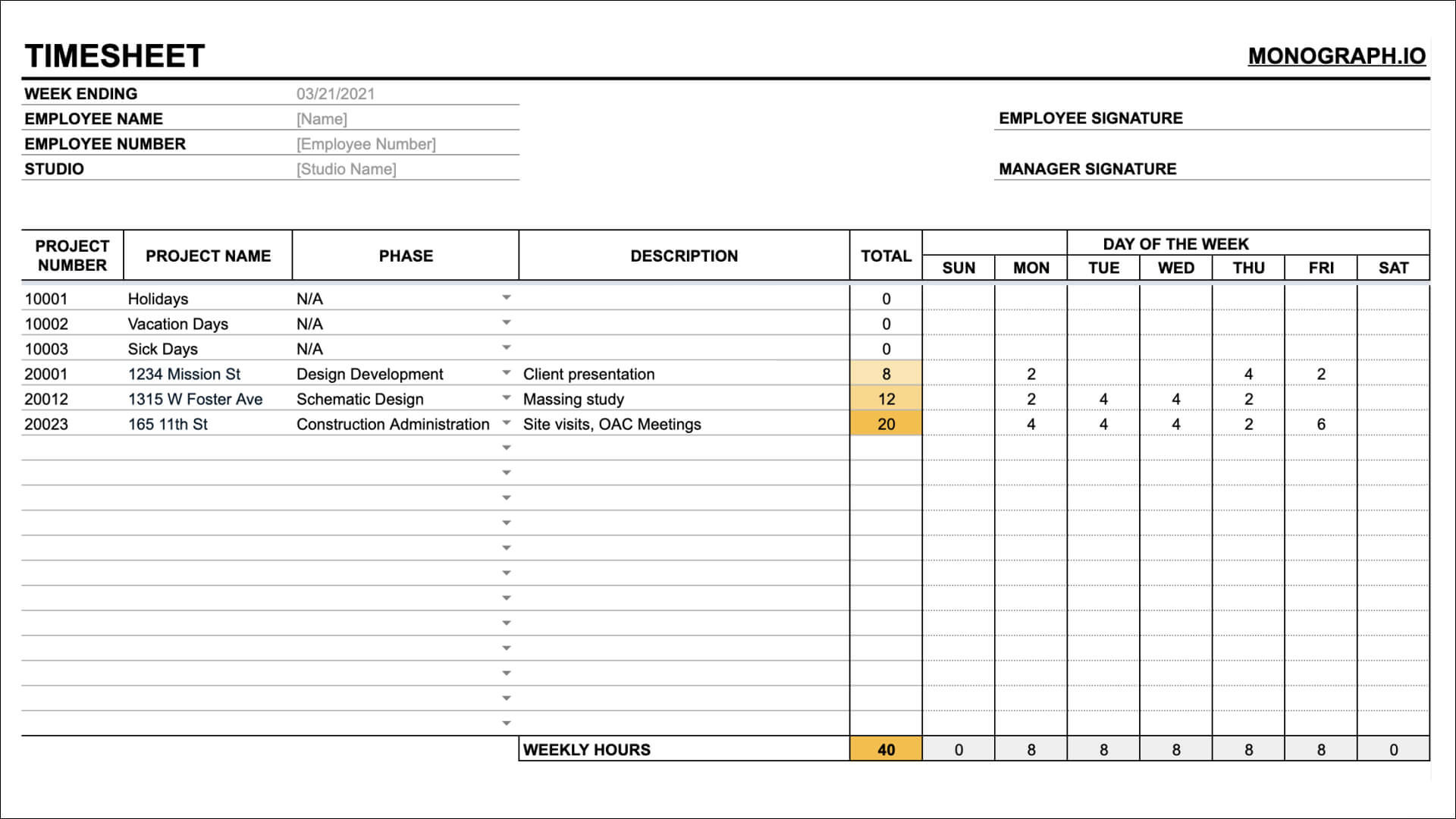 sample project timesheet template sample project timesheet template
