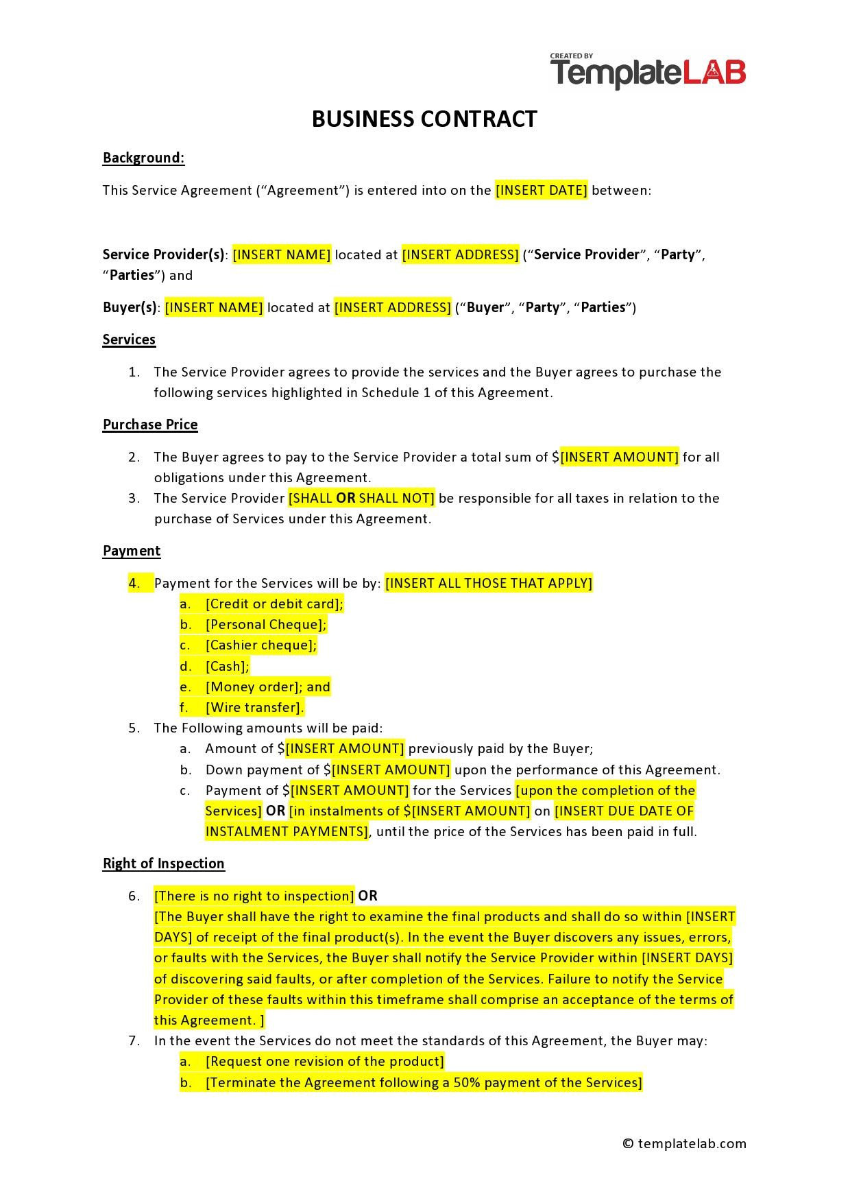 sample business agreement template sample business agreement template