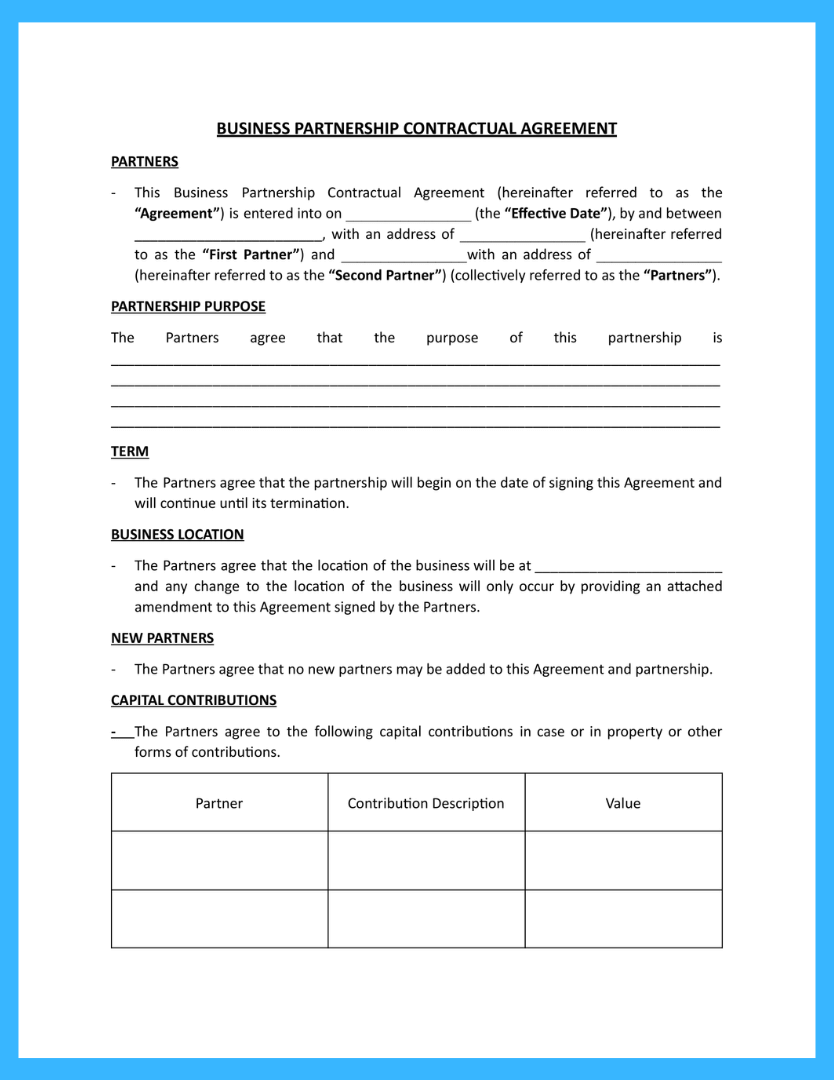 sample partnership business agreement template sample partnership business agreement template