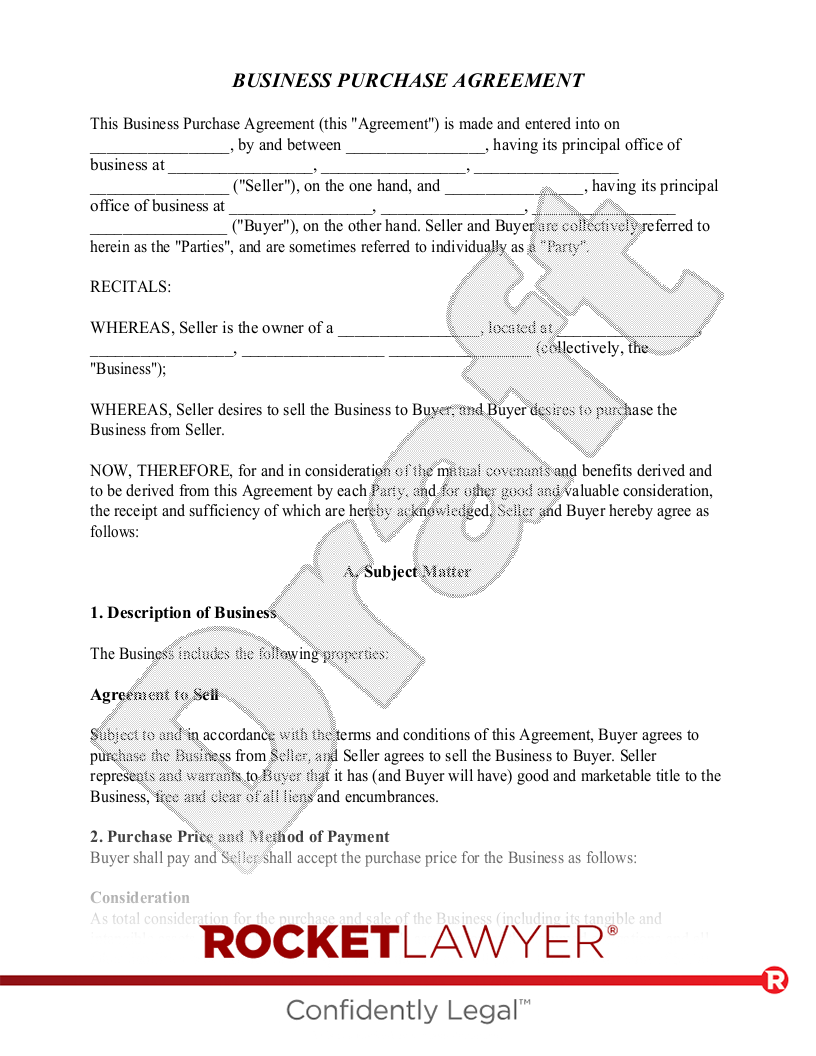 sample business purchase agreement template sample business purchase agreement template