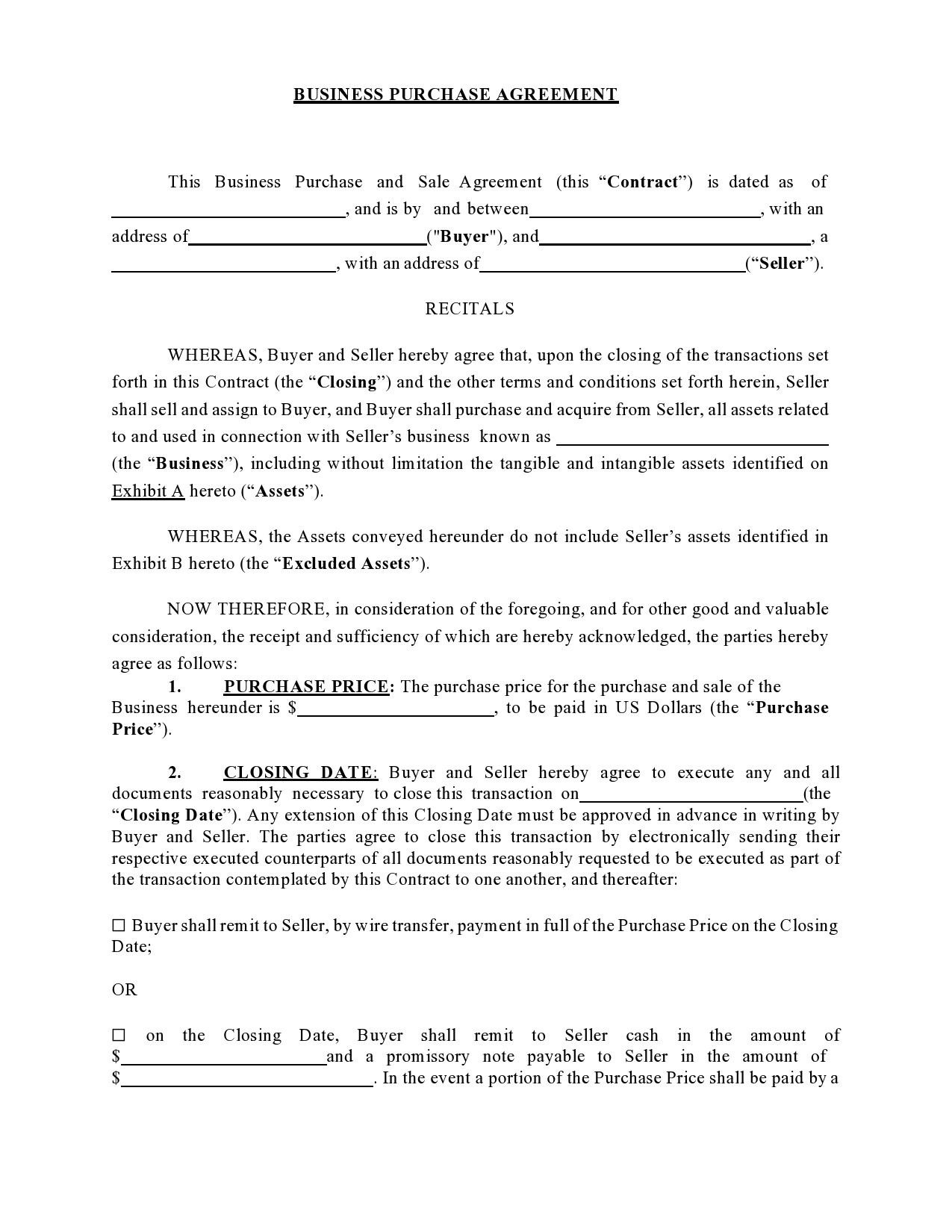 sample business purchase agreement template sample business purchase agreement template
