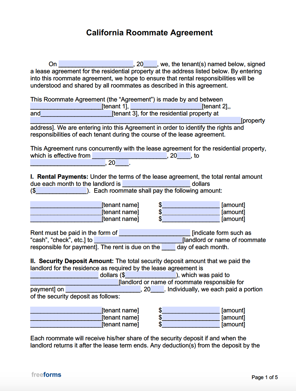 sample roommate agreement template sample roommate agreement template