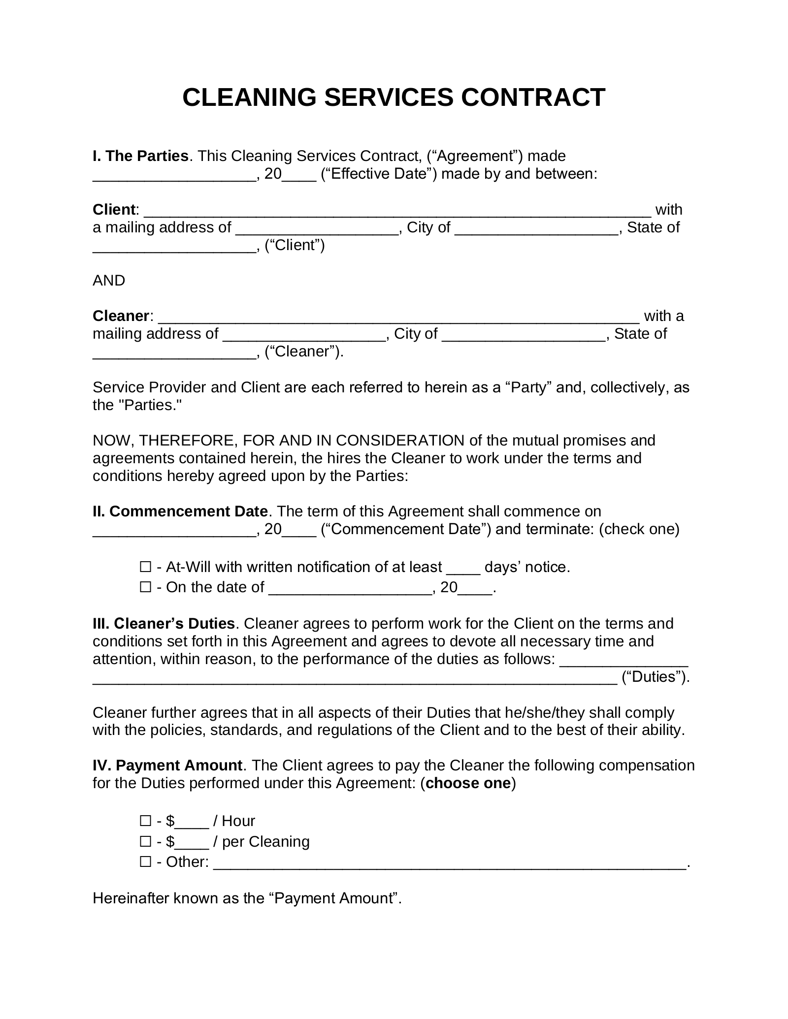 sample cleaning service agreement template sample cleaning service agreement template