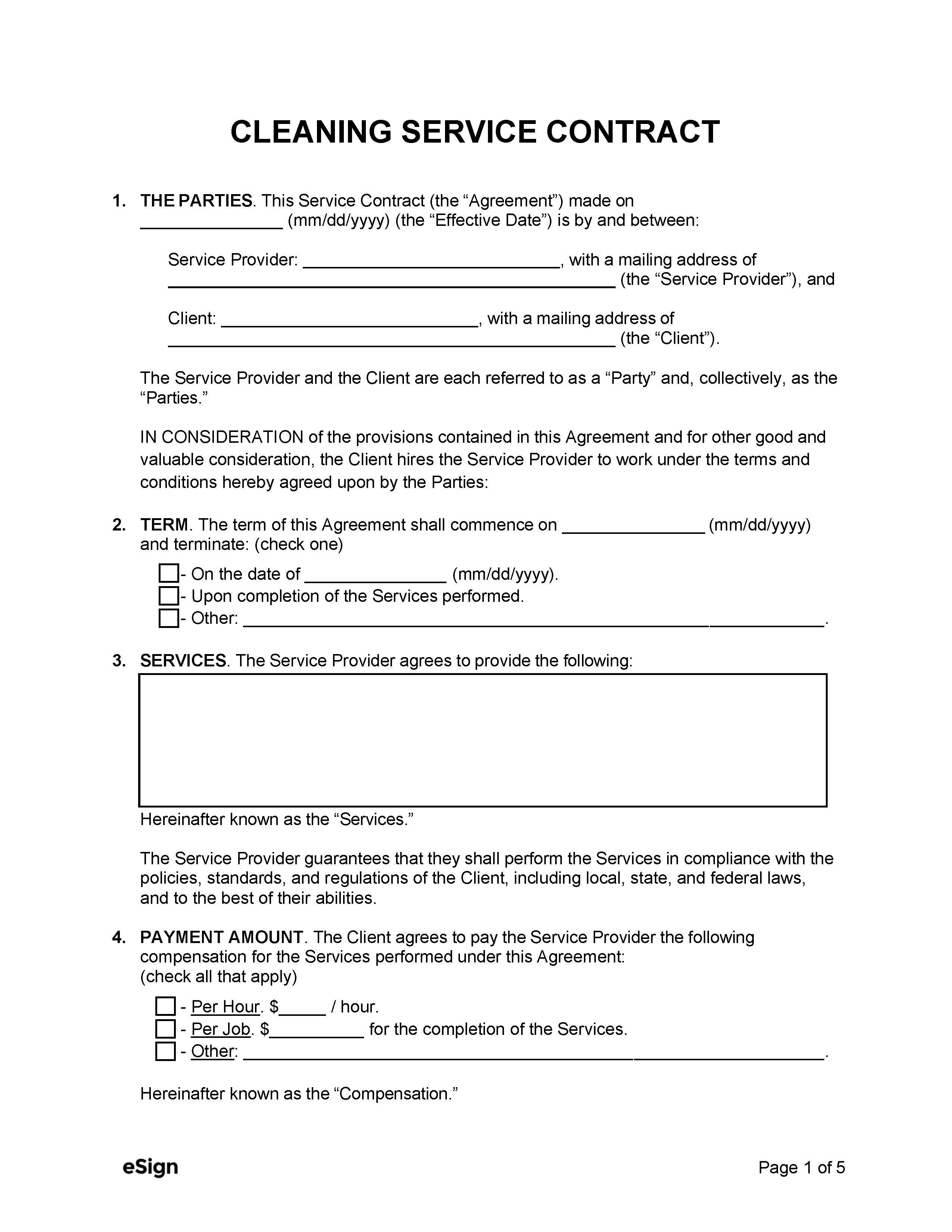 sample cleaning agreement template sample cleaning agreement template