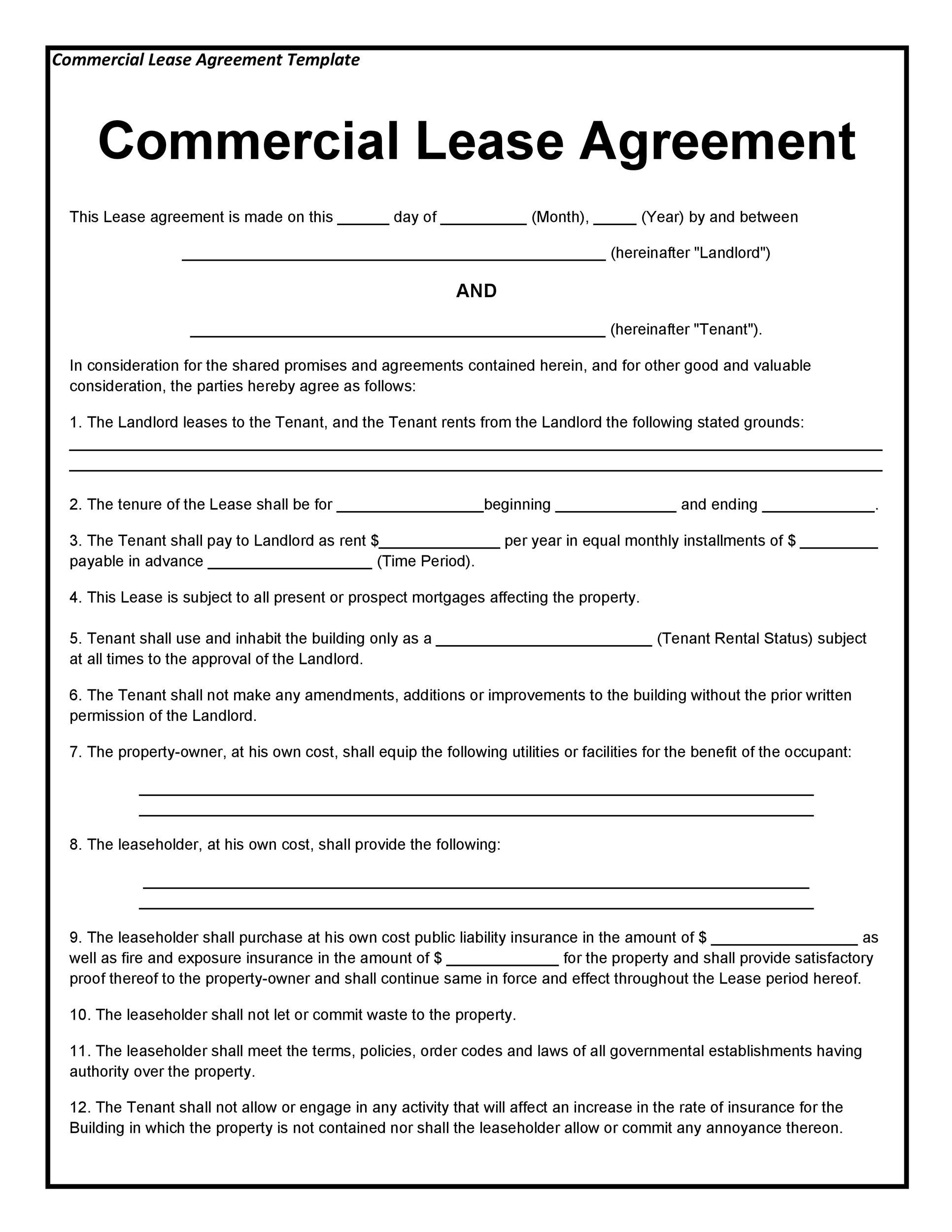 sample commercial rent agreement template sample commercial rent agreement template