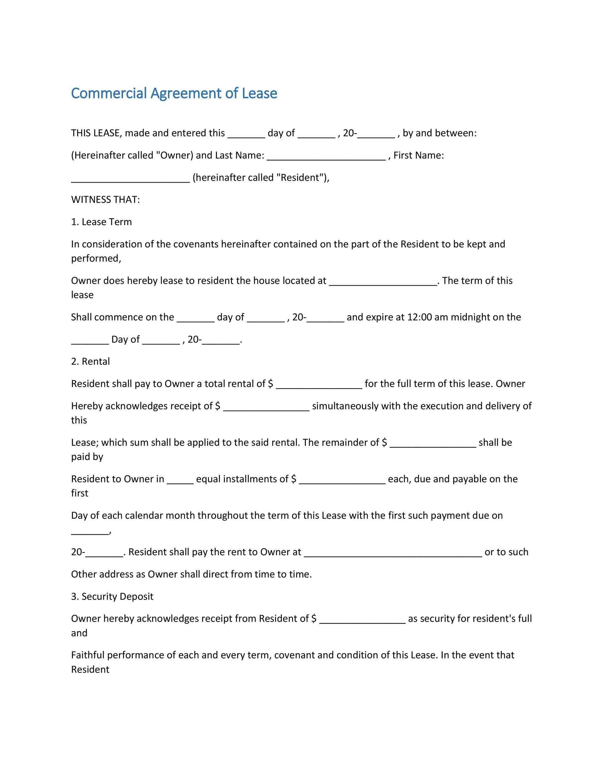 sample commercial rent agreement template sample commercial rent agreement template