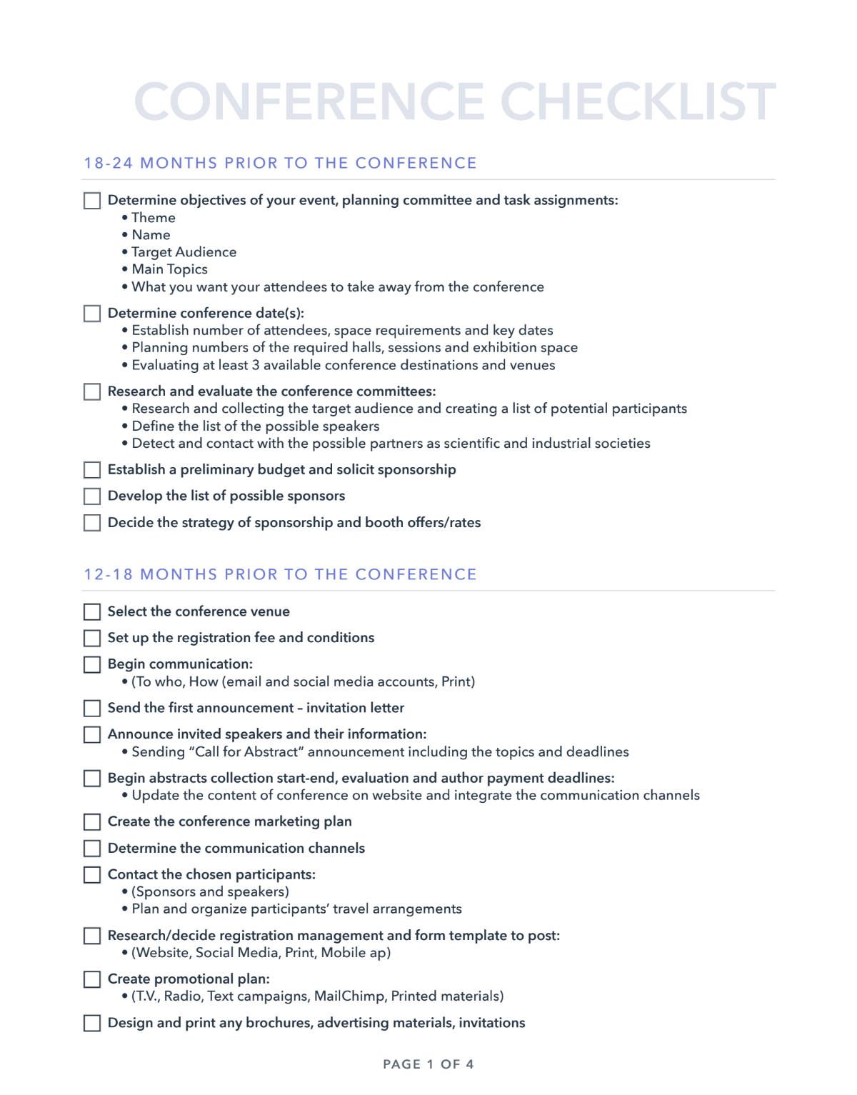 sample conference planning checklist template sample conference planning checklist template