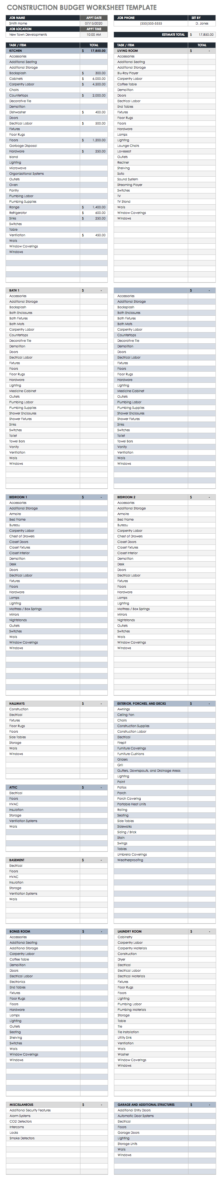 sample construction loan budget template sample construction loan budget template