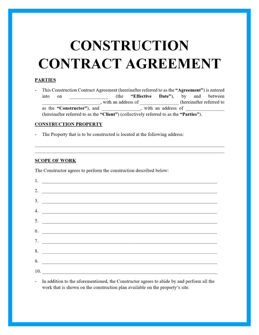 sample builder agreement template sample builder agreement template