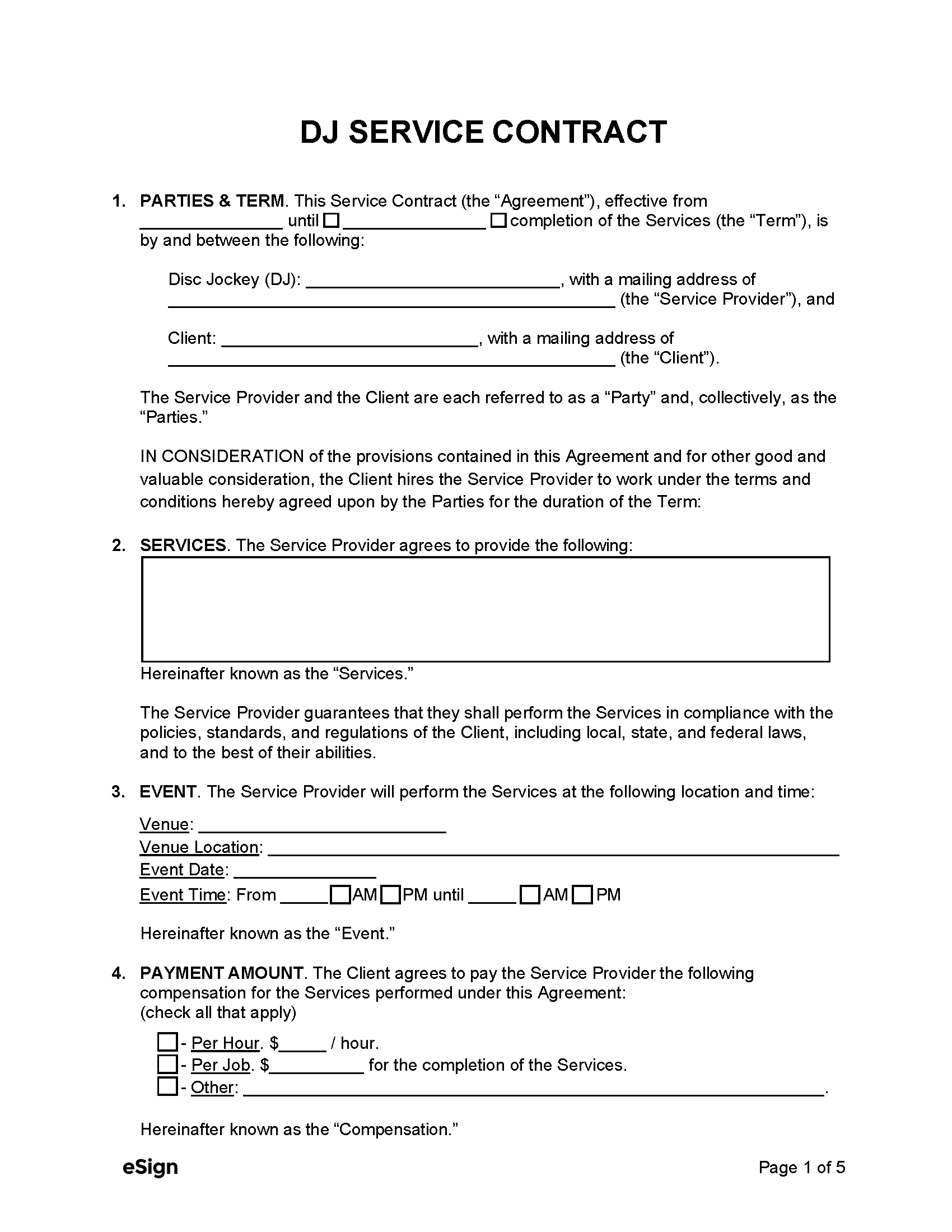sample dj agreement template sample dj agreement template