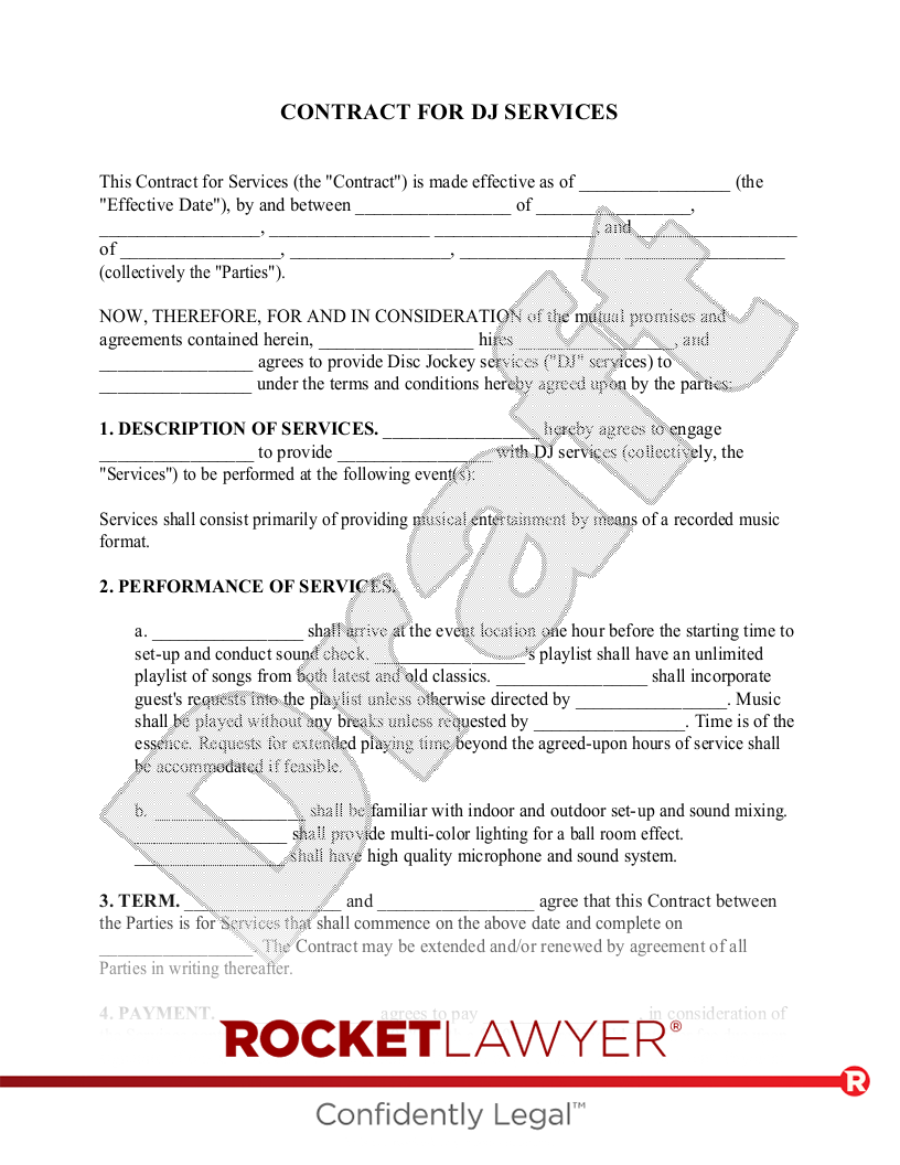 sample dj agreement template sample dj agreement template