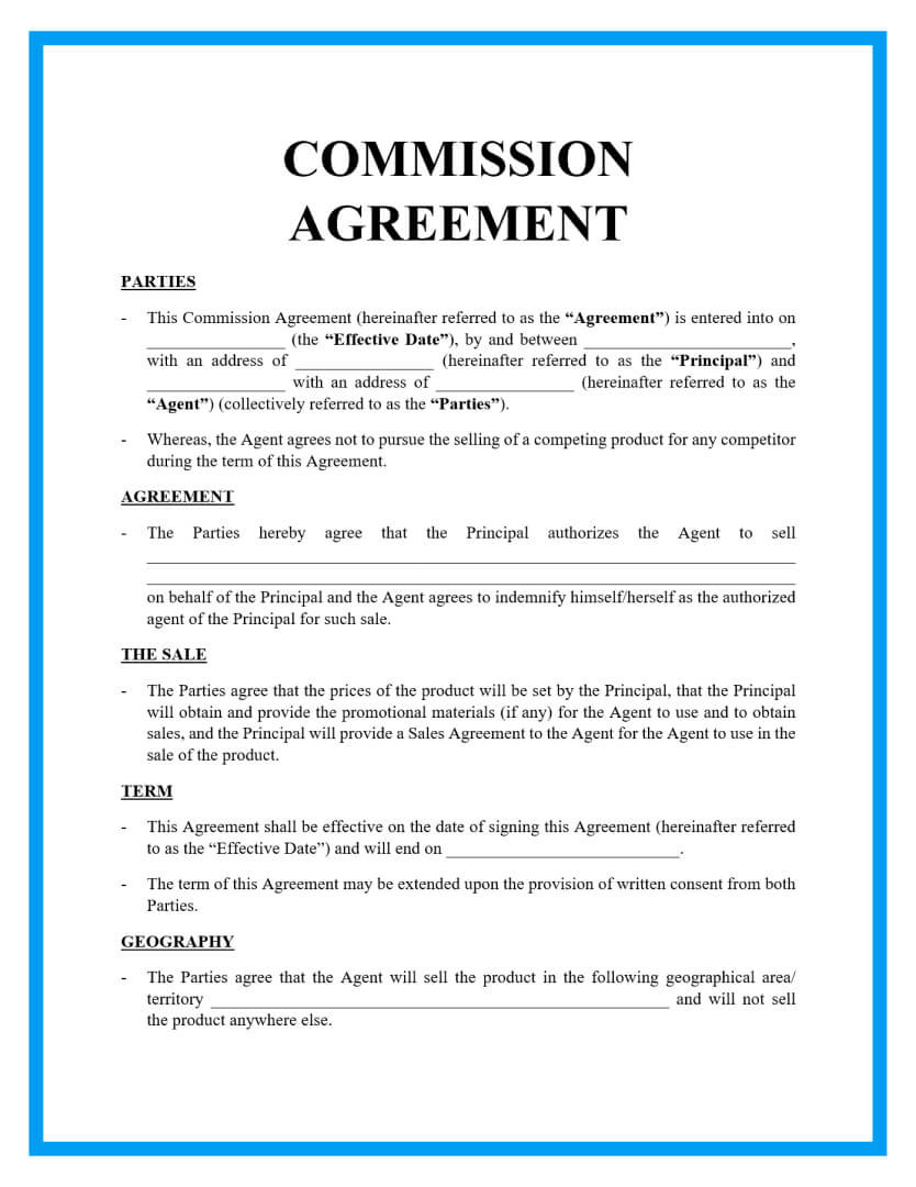 sample sales commission agreement template sample sales commission agreement template
