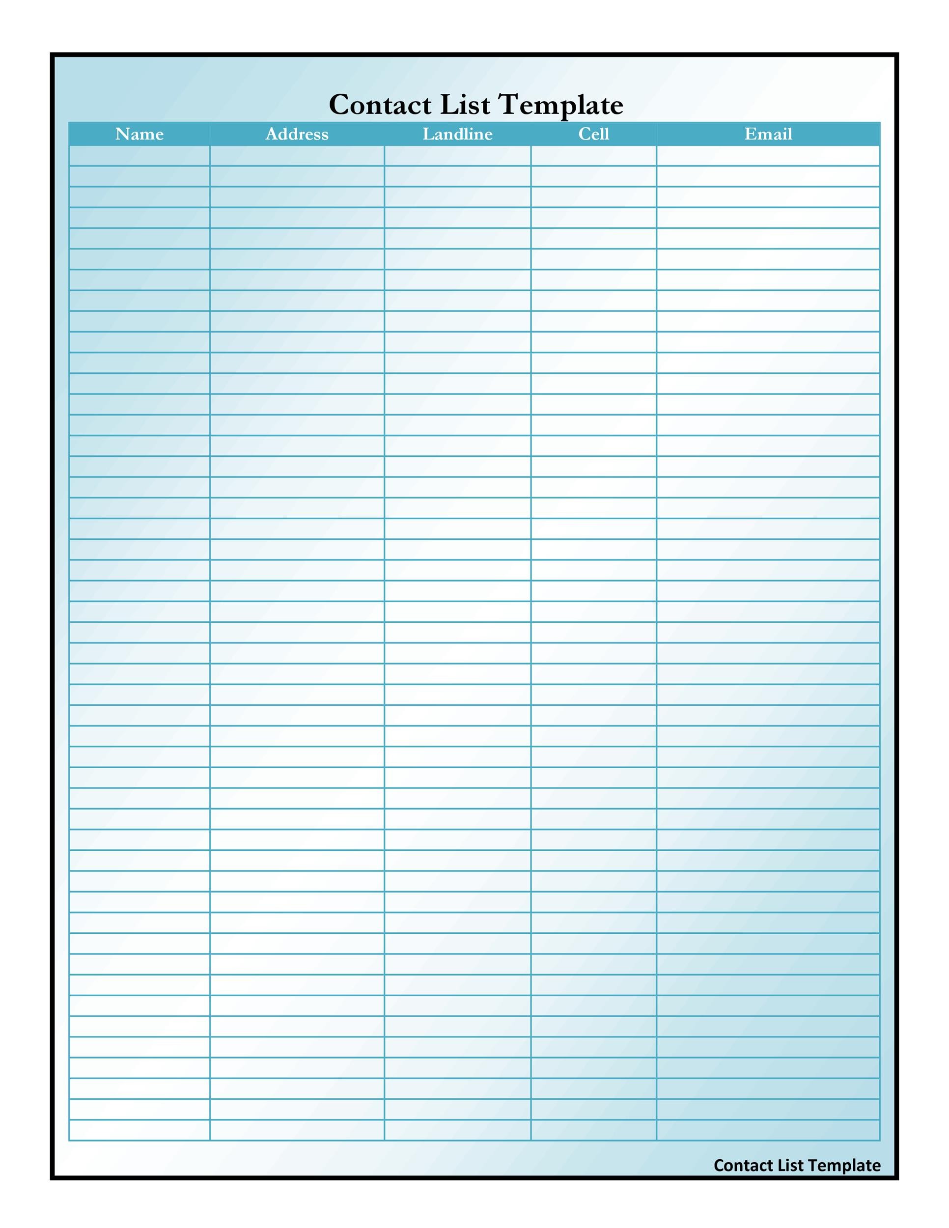 free editable contact list templates free editable contact list templates