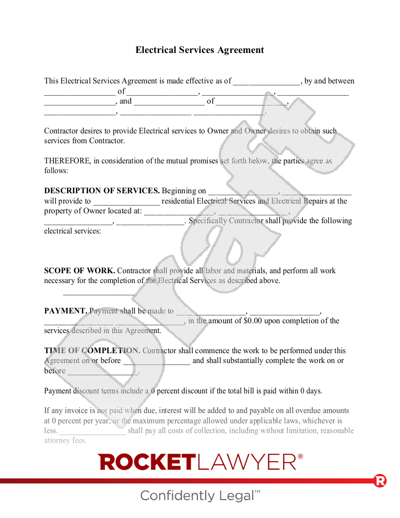 sample electrical contract agreement template sample electrical contract agreement template