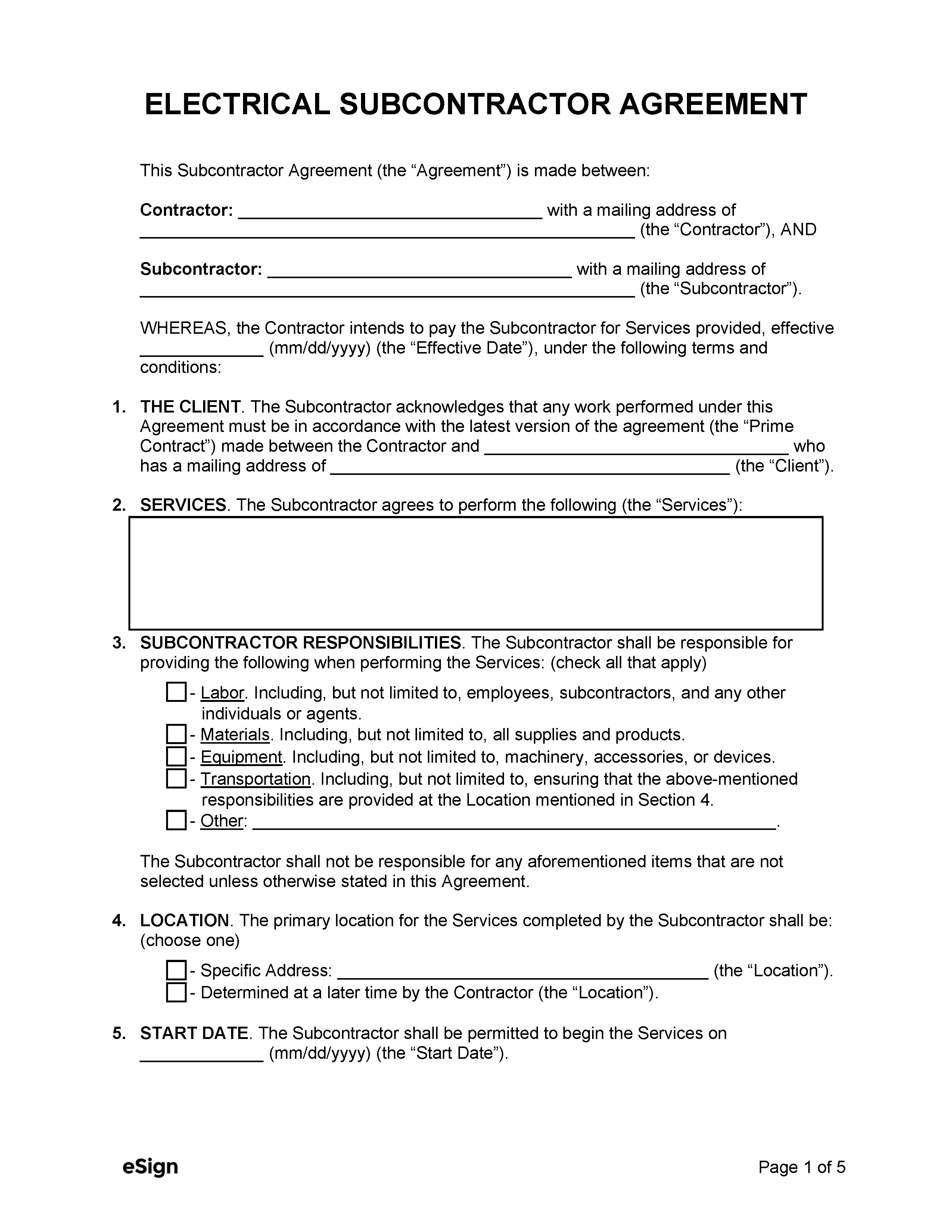 sample electrical contract agreement template sample electrical contract agreement template