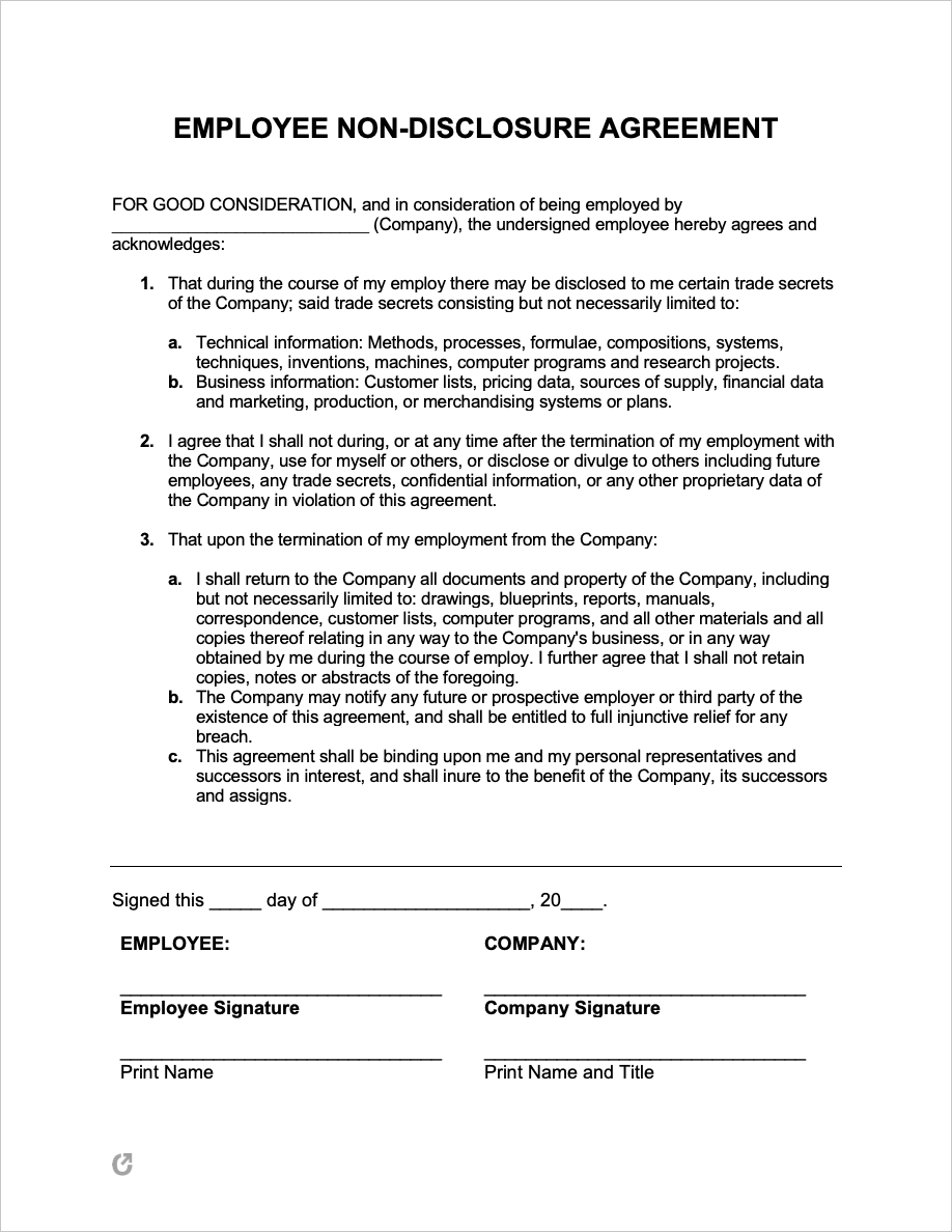 sample non disclosure agreement for employees template sample non disclosure agreement for employees template