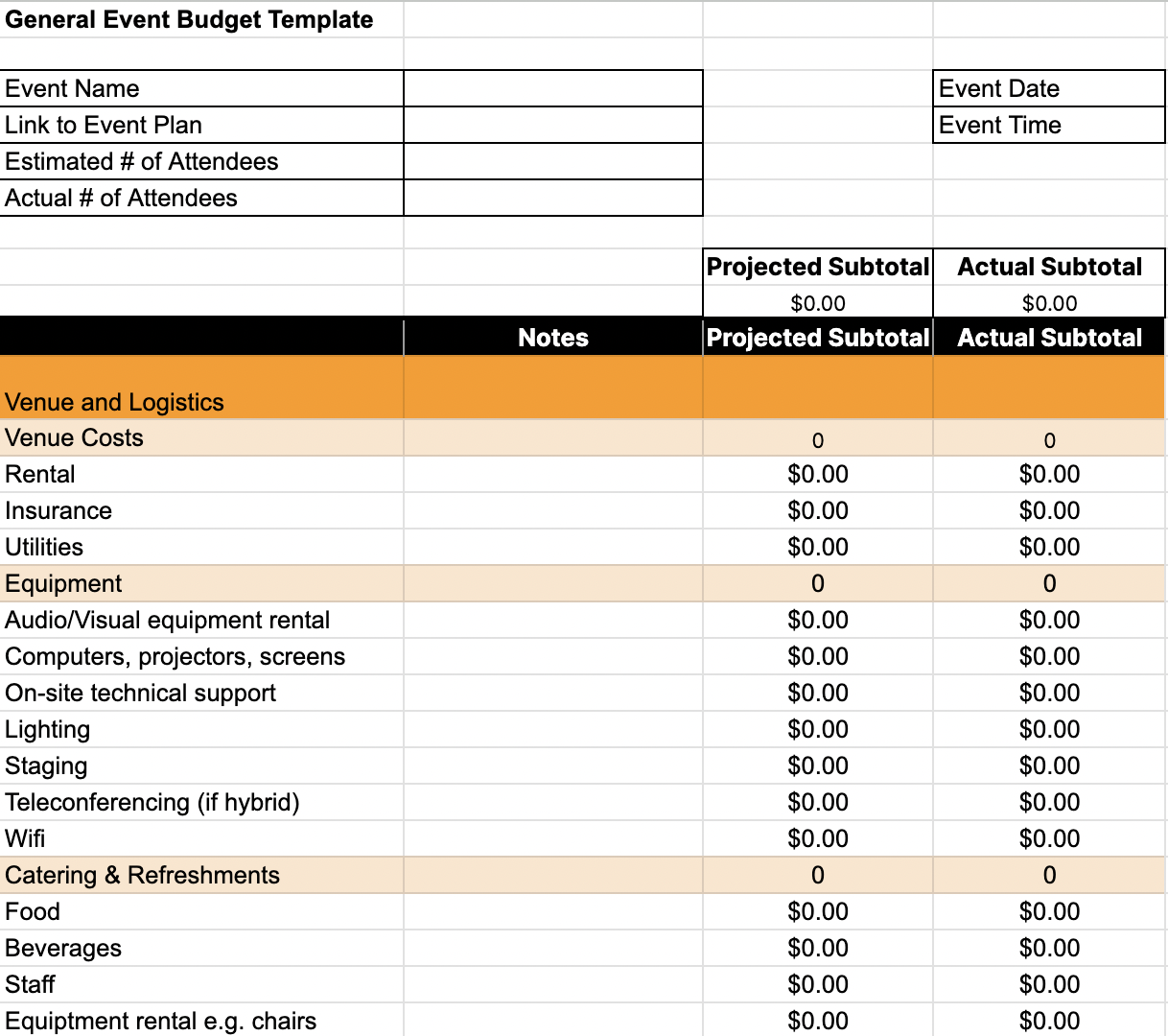 sample budget template for event sample budget template for event