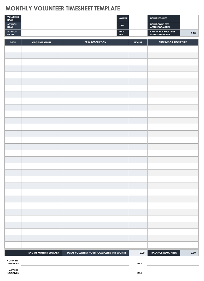 sample volunteer timesheet template sample volunteer timesheet template