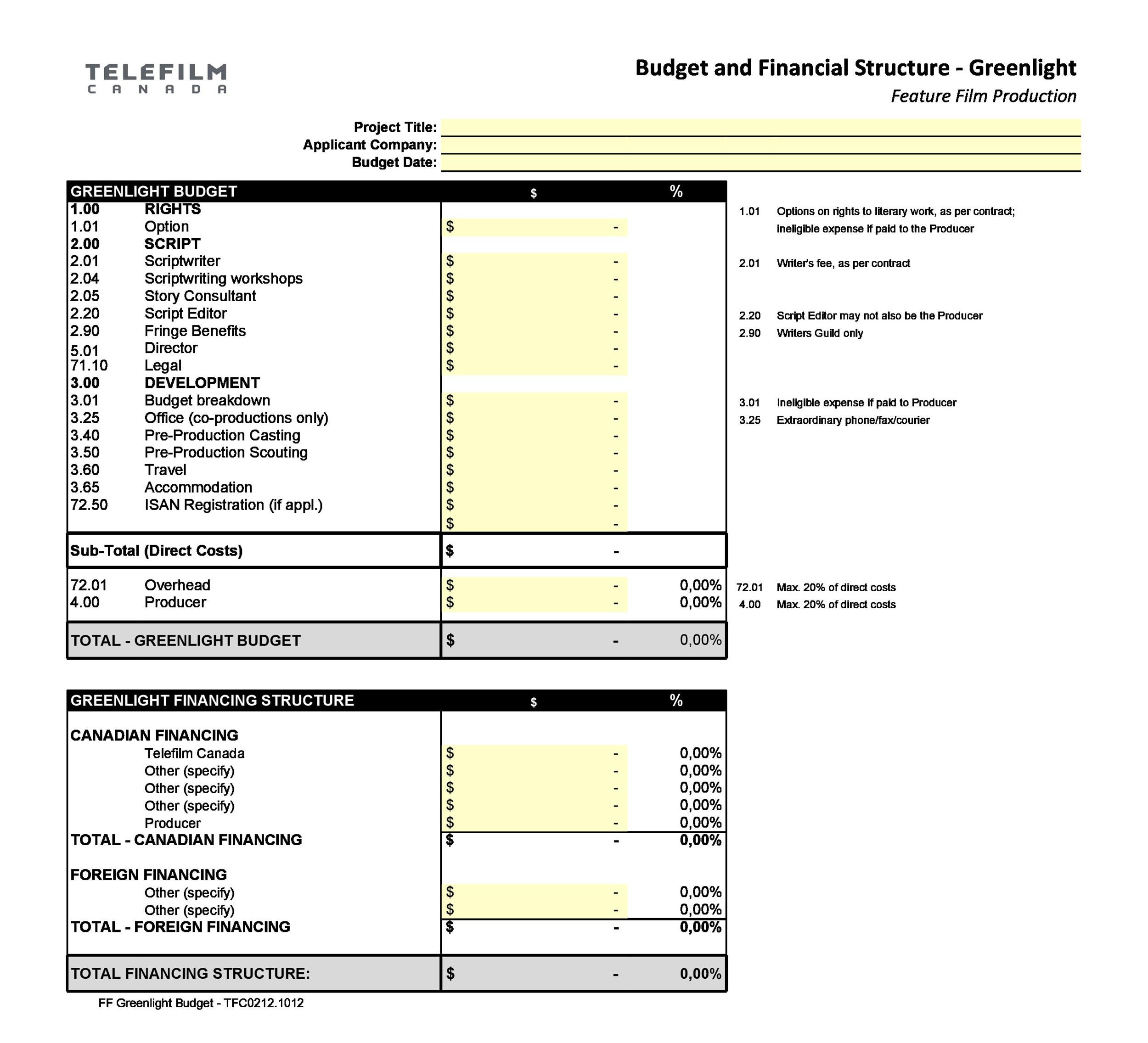 sample TV pilot budget template sample TV pilot budget template