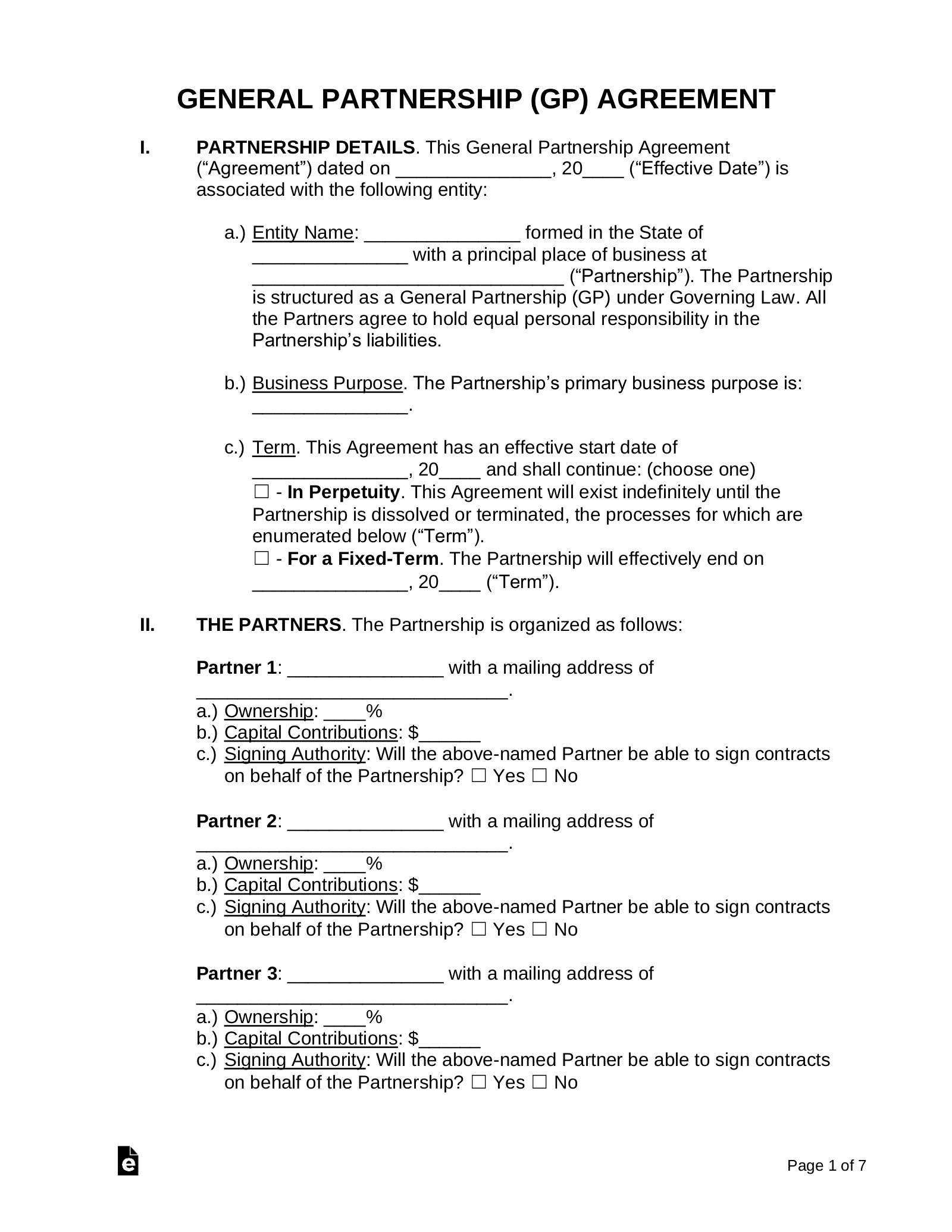 sample general partnership agreement template sample general partnership agreement template