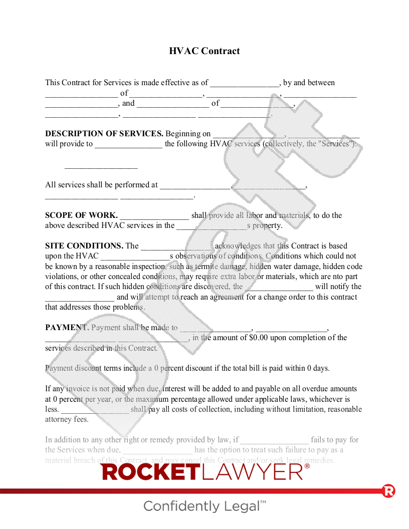 sample hvac service agreement template sample hvac service agreement template
