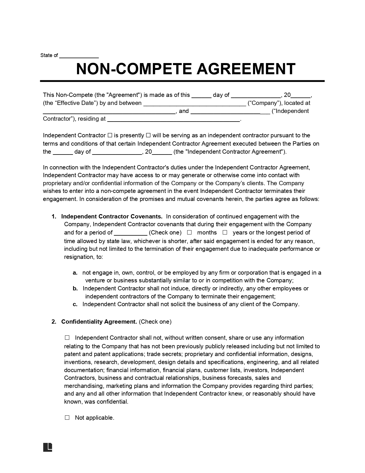 sample non competition agreement template sample non competition agreement template