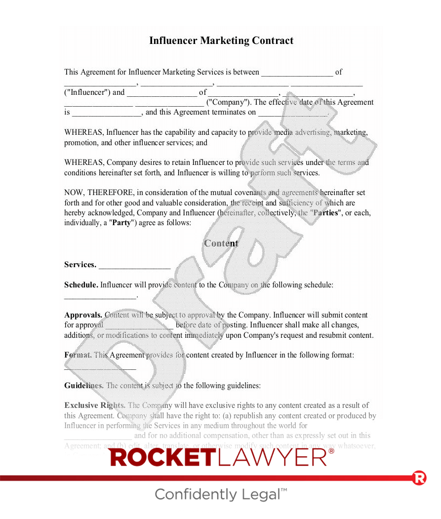 sample influencer agreement template sample influencer agreement template
