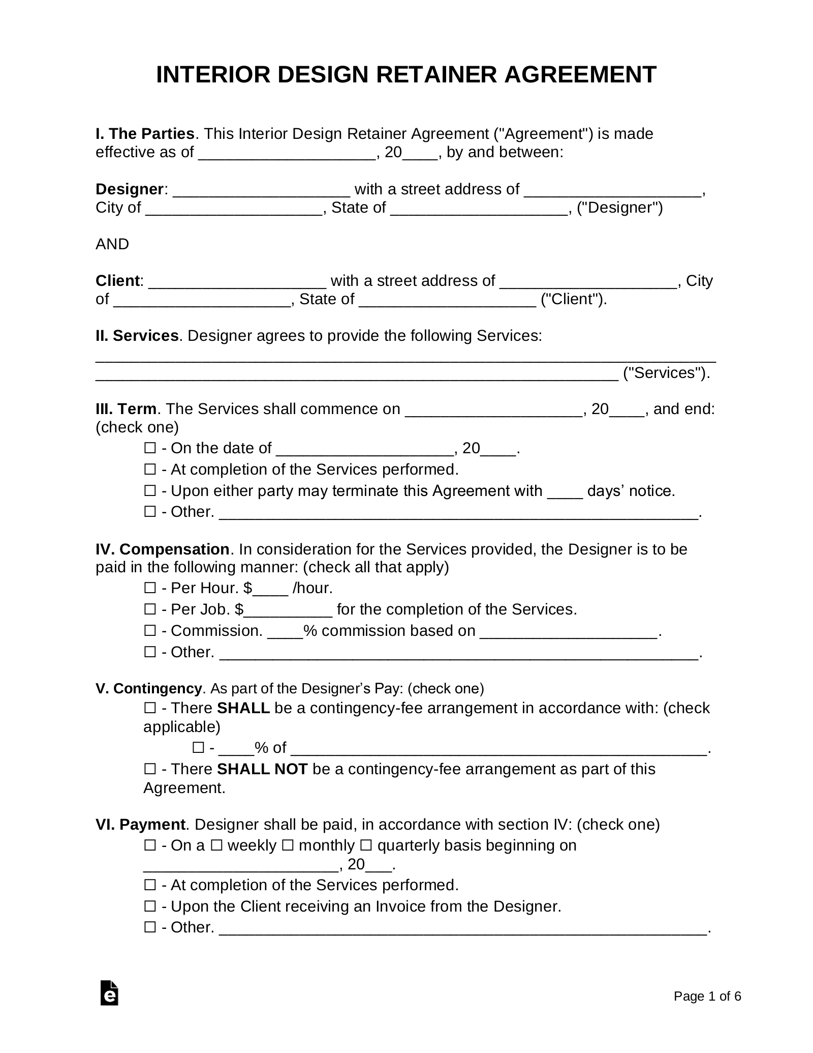 sample interior design agreement template sample interior design agreement template