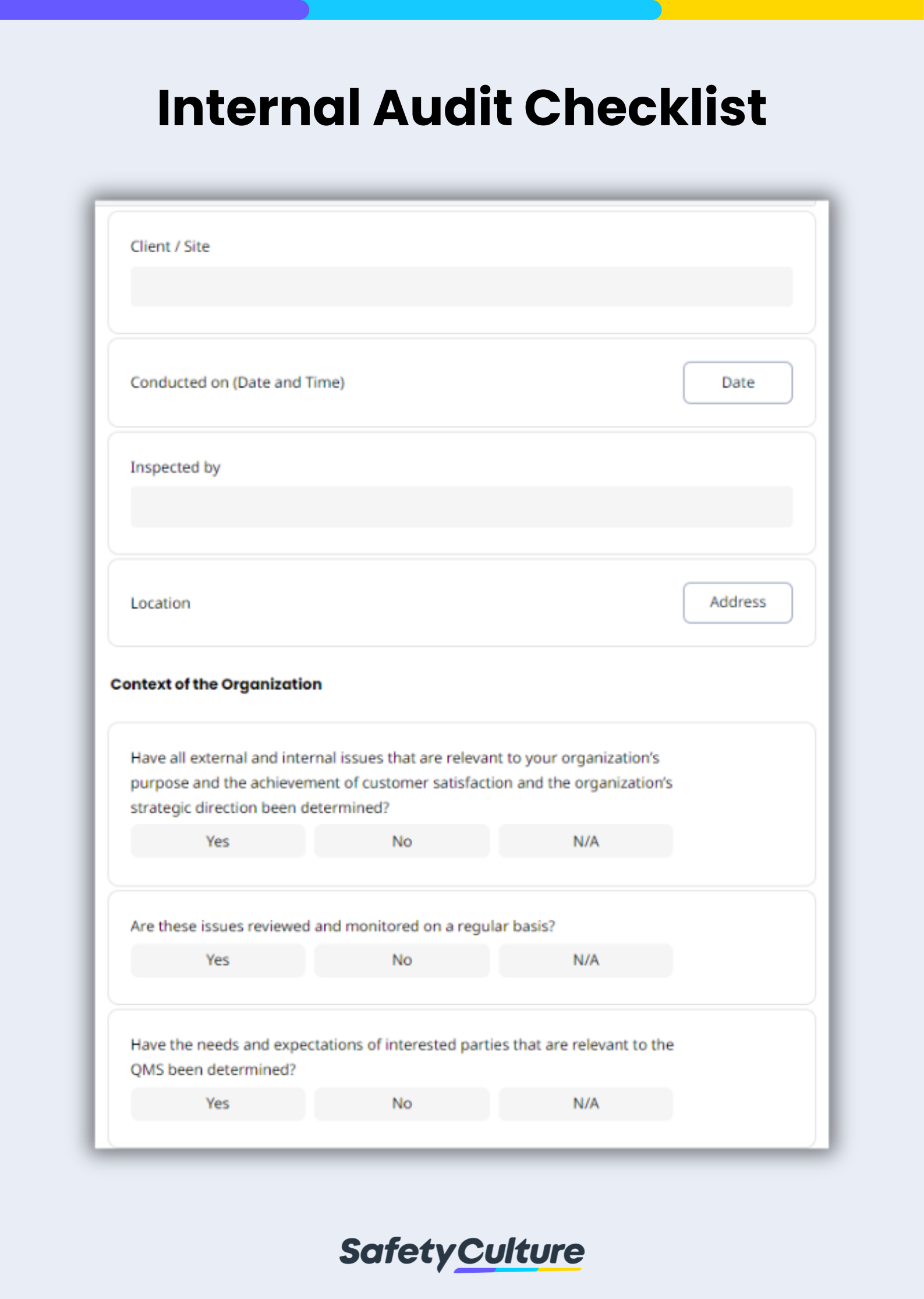 sample internal audit checklist template sample internal audit checklist template