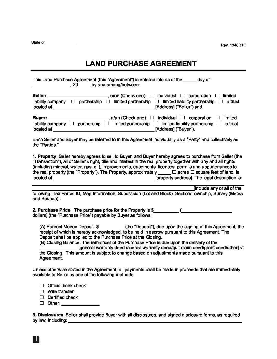 sample land purchase agreement template sample land purchase agreement template