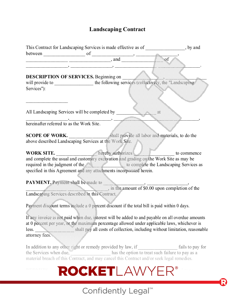 sample landscape contract agreement template sample landscape contract agreement template