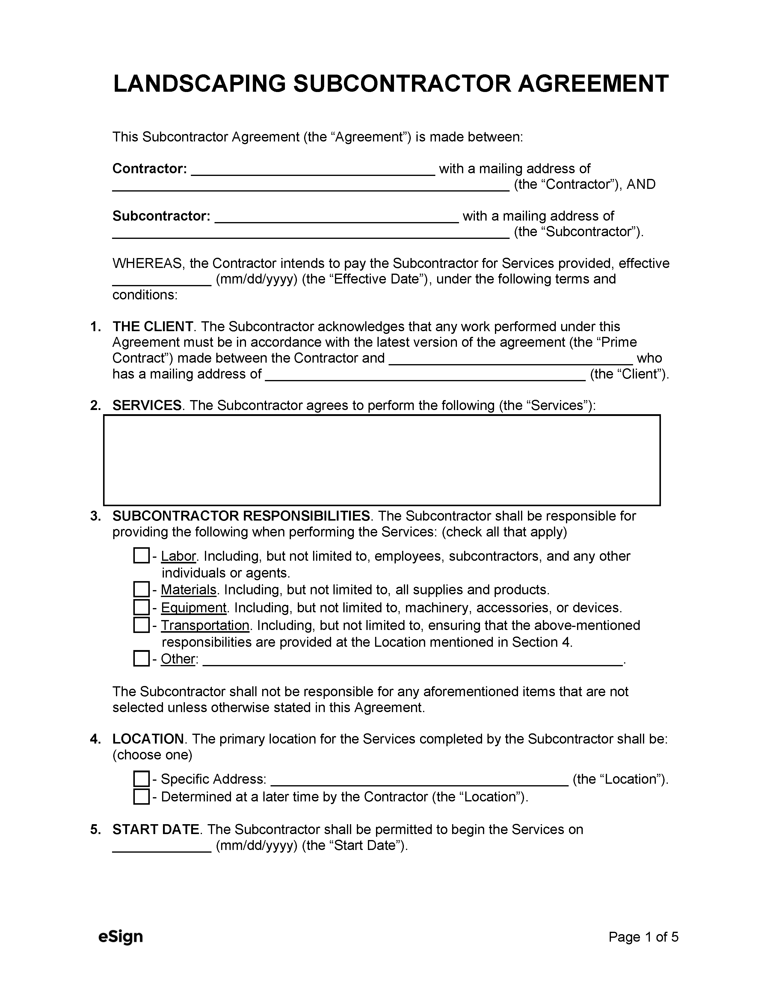 sample landscape contract agreement template sample landscape contract agreement template
