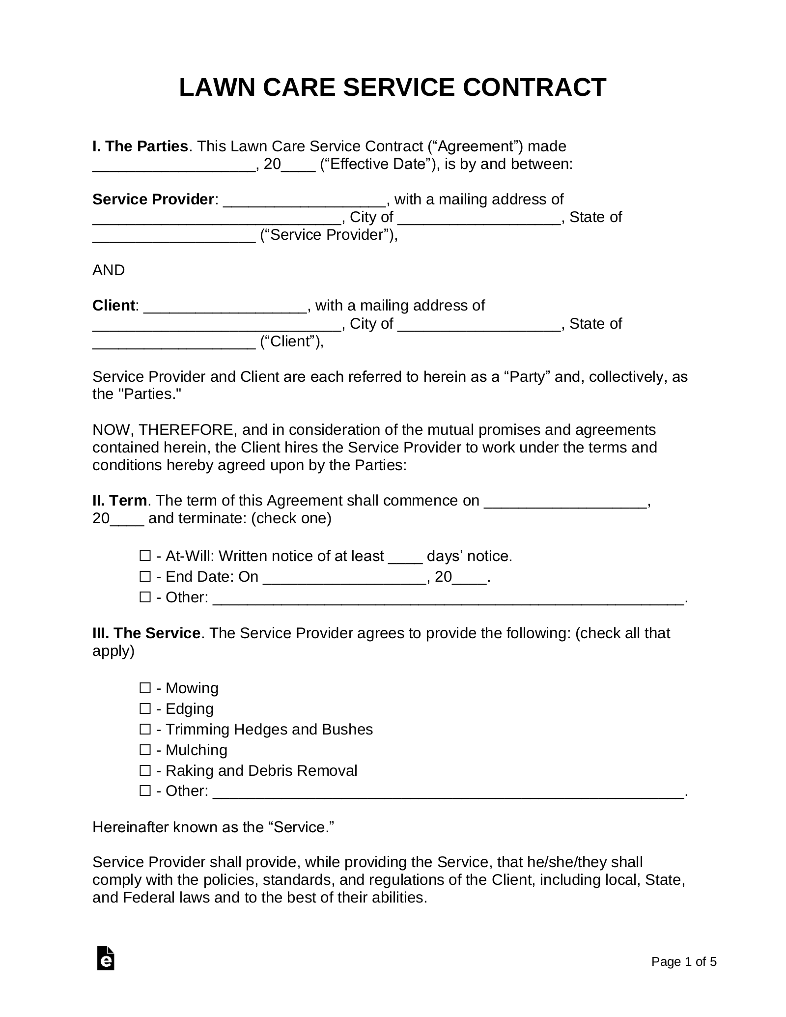 sample lawn care service agreement template sample lawn care service agreement template