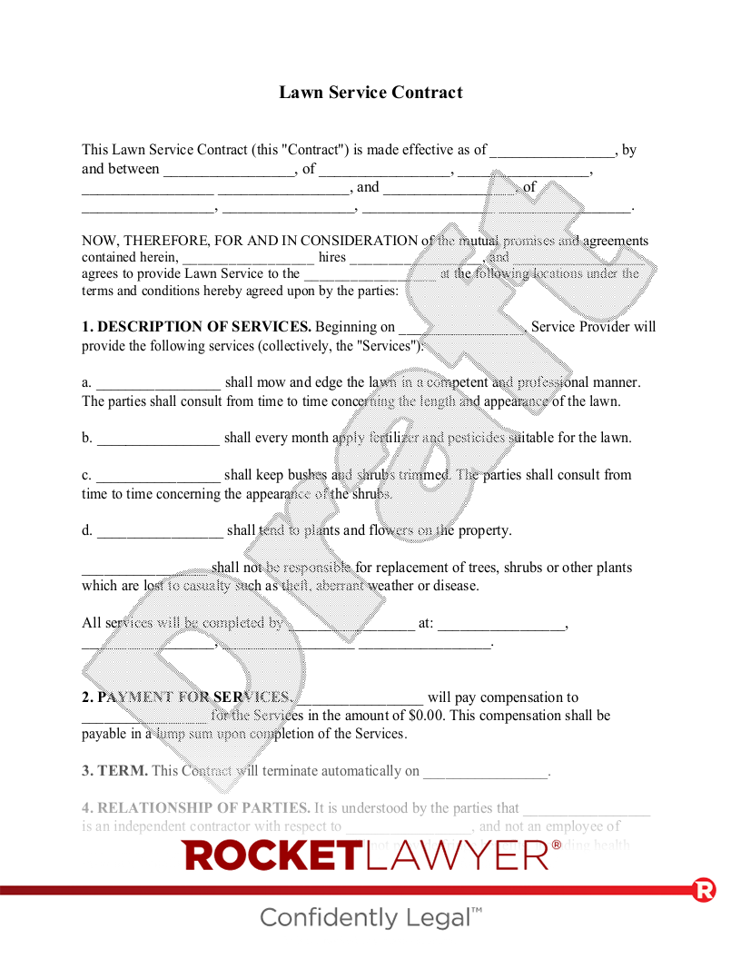 sample lawn care agreement template sample lawn care agreement template