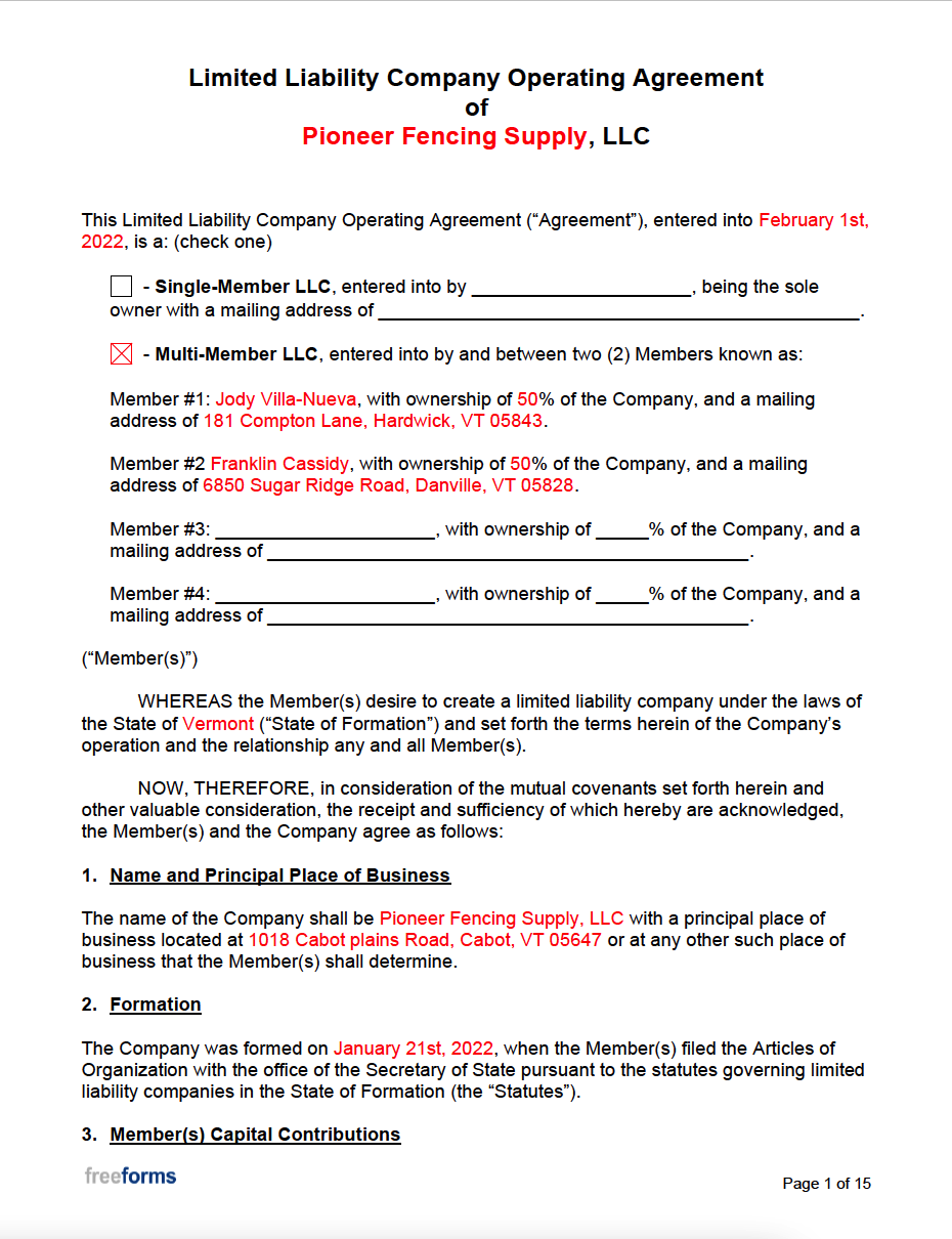 sample business operating agreement template sample business operating agreement template