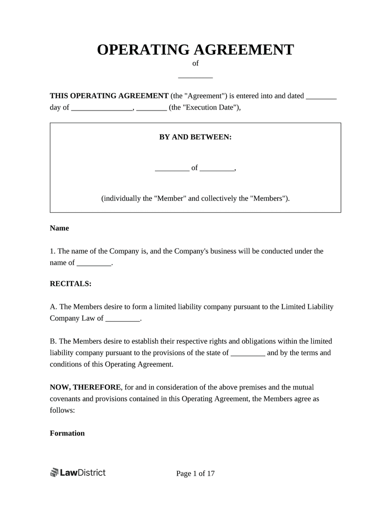 sample business operating agreement template sample business operating agreement template